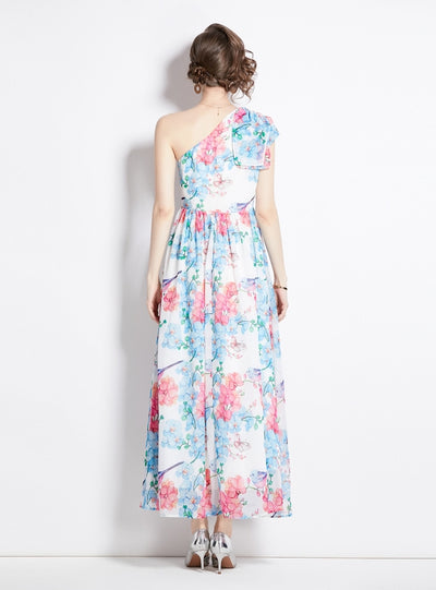 Irregular Sleeveless One Shoulders Dress