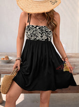 Sleeveless Leisure Suspender Flower Dress