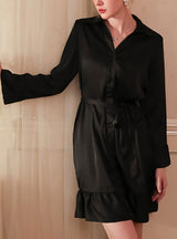 Sexy Silk Lotus Leaf Sleeve Nightgown