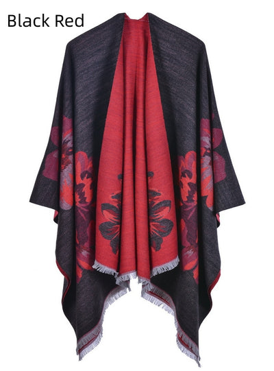 Jacquard Split Padded Warm Split Shawl