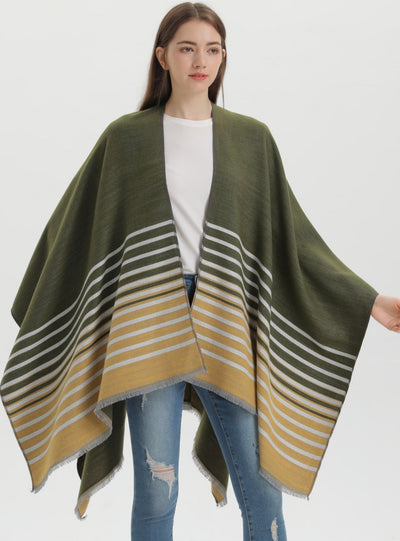 Double-sided Tassel Split Knitted Warm Cloak