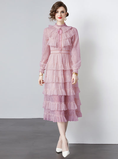 Long Sleeve Tiers Cake Dress