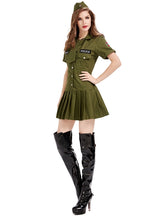 Adult Army Green Policewoman Short-sleeved Dress
