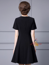 Black Short Sleeve Beading Mother Of The Bride Dress