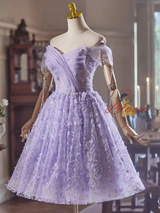 Purple Tulle Sequins Butterfly Homecoming Dress