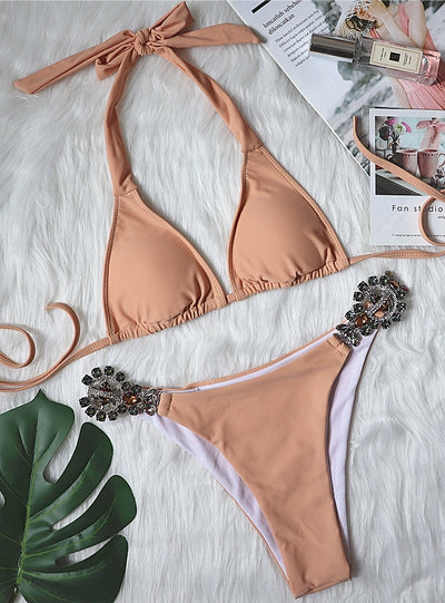 Strap Crystal Diamond Metal Accessories Swimsuit