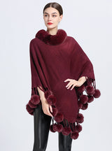Wool Ball Pullover Knitted Shawl Cloak