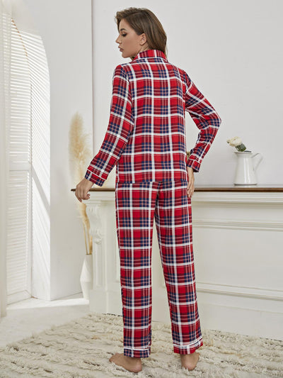 Christmas Red Plaid Long Sleeve Suit