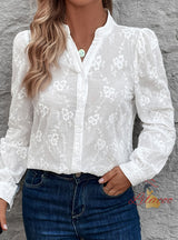 Women Hollow Lace Jacquard Shirt