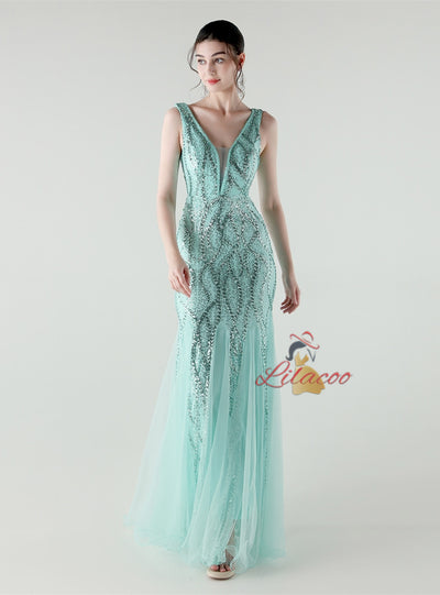 Sexy Sequins V-neck Prom Dress