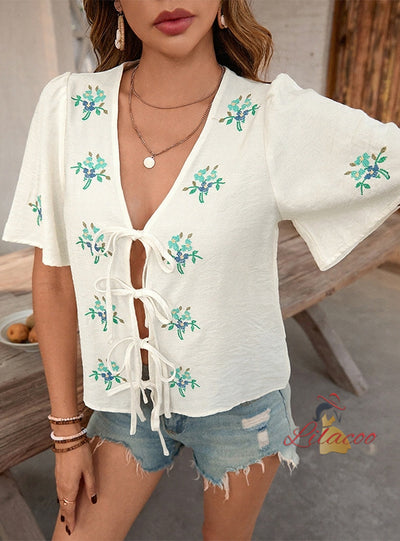 Summer Bow Tie Shirt Top