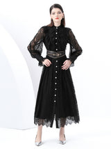 Slim Long-sleeved Lace Dress