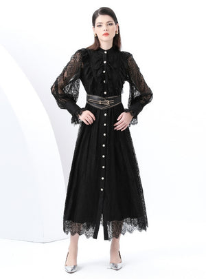 Slim Long-sleeved Lace Dress