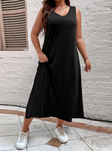 Loose Solid Color Sleeveless Vest V-neck Dress