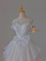 White Tulle Bow Wedding Dress