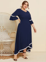 Lace Stitching Round Neck Mid-sleeve Loose Dress