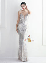 Mermaid Sequins Backless Beading Prom Dress
