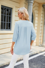 Solid Color V-neck Loose Top