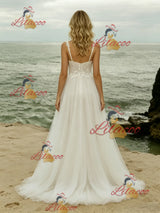 Tulle Lace Straps Wedding Dress