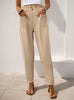 Pocket Elastic Waist Straight Casual Pants
