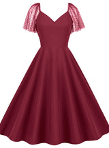 Mesh Stitching Vintage Hepburn Dress