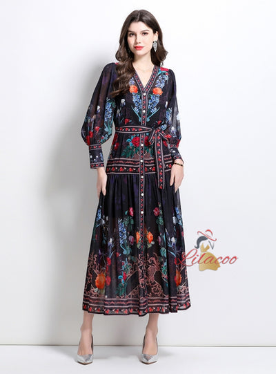 Palace Chiffon Printed Long Dress