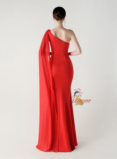 One Shoulder Mermaid Split Prom Dress