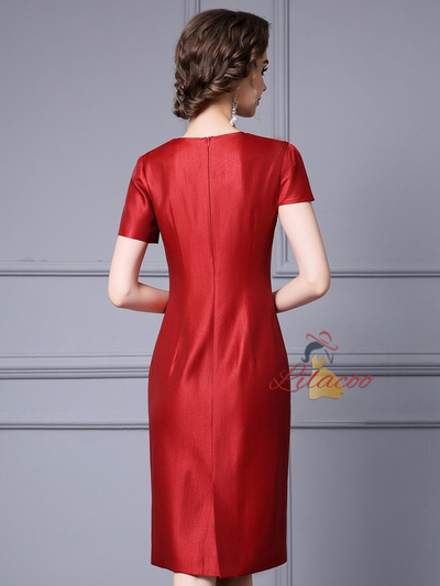 Simple Red Satin Mother Of The Bride Dress