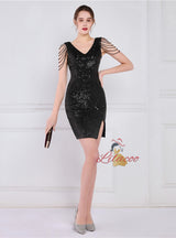 Sequins V-neck Beading Short Prom Dress