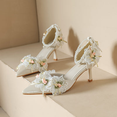 Pointed Lace Wedding Shoes Sandals