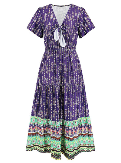 Summer Bohemian Retro Printed Beach Dress