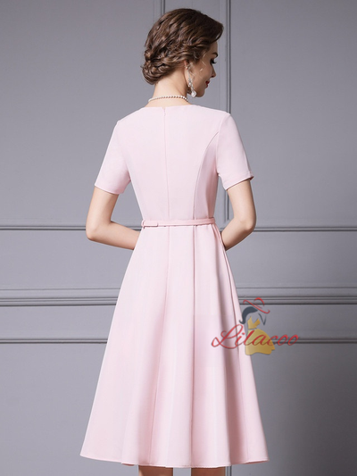 Pink Short Sleeve Mother Of The Bride Dress