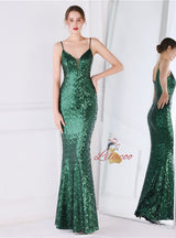 Mermaid Sequins Spaghetti Straps Prom Dress