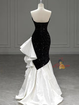 Black Mermaid Sequins Sweetheart Prom Dress