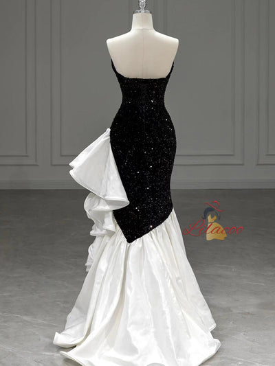 Black Mermaid Sequins Sweetheart Prom Dress