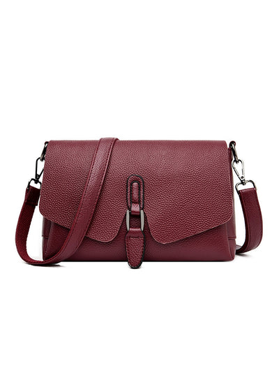 Small Square Bag Soft Leather Buckle Shoulder Crossbody Bag