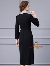 Black Long Sleeve V-neck Mother Of The Bride Dress