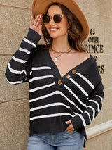 Vintage V-neck Striped Sweater