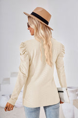 Round Neck Loose Pleated Long Sleeve T-shirt