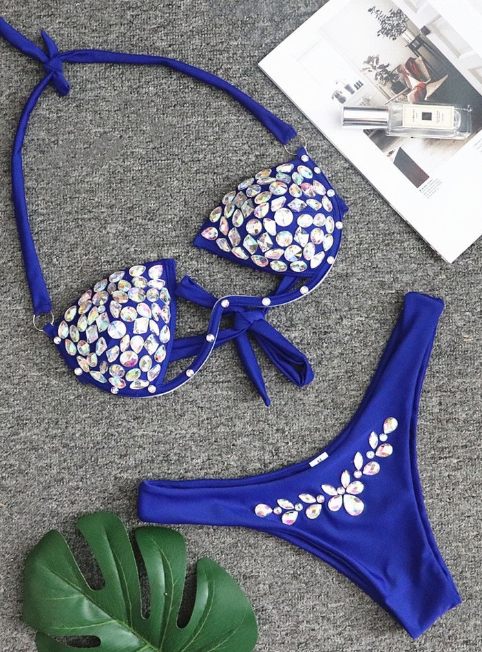 Crystal Diamond Swimsuit Split Swimsuit