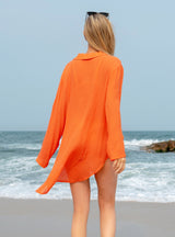 Beach Solid Color V-neck Shirt Bikini Cover Up