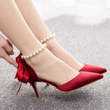 7 cm Ribbon Beaded Stiletto Sandals