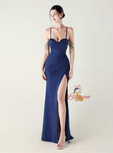 Mermaid Spaghetti Straps Pleats Prom Dress