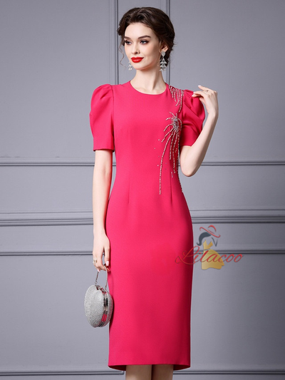 Hot Pink Beading Mother Of The Bride Dress