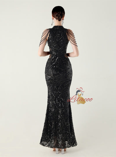 Mermaid Sequins Beading Prom Dress