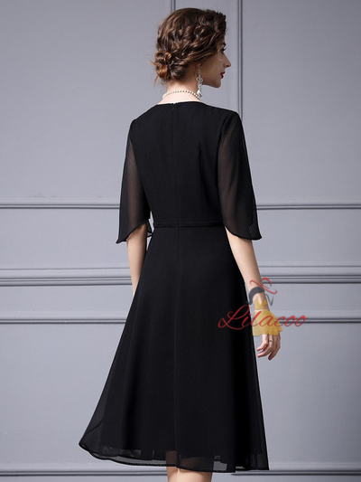 Red Chiffon 3D Flower Beading Mother Of The Bride Dress