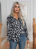 Leopard Print Lantern Sleeve Shirt