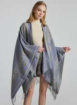 Jacquard Shawl Split Thick Cloak