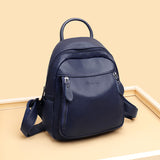 Solid Color Outdoor Soft Leather Backpack