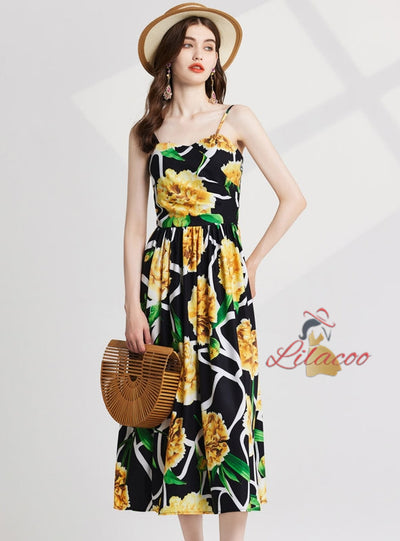 Floral Sling Tube Top Print Slim Seaside Dress